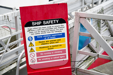 Ship Safety Instructions on red board
