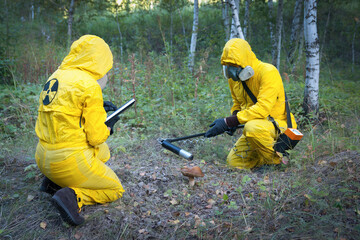 Iodine 131 Testers in yellow PPE