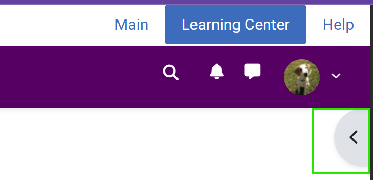 open drawer button in Learning Center